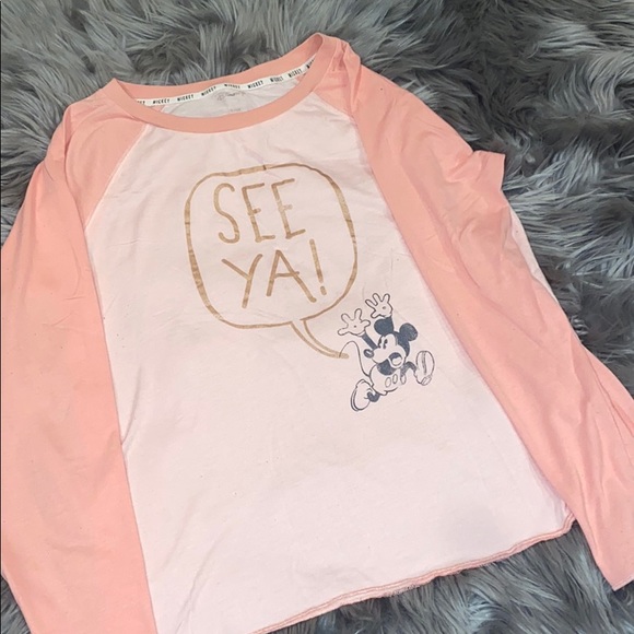 Disney Mickey Mouse Raglan Pajama Set Size M - Picture 2 of 3